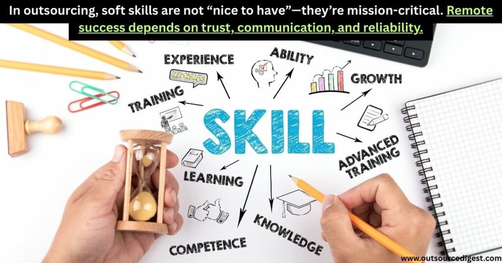 In outsourcing, soft skills are not “nice to have”—they’re mission-critical. Remote success depends on trust, communication, and reliability.