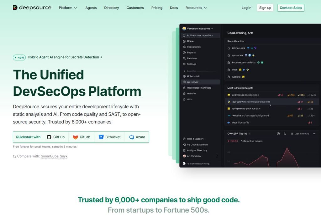 DeepSource AI automatically analyzes backend codebases to detect performance, security, and maintainability issues before production.