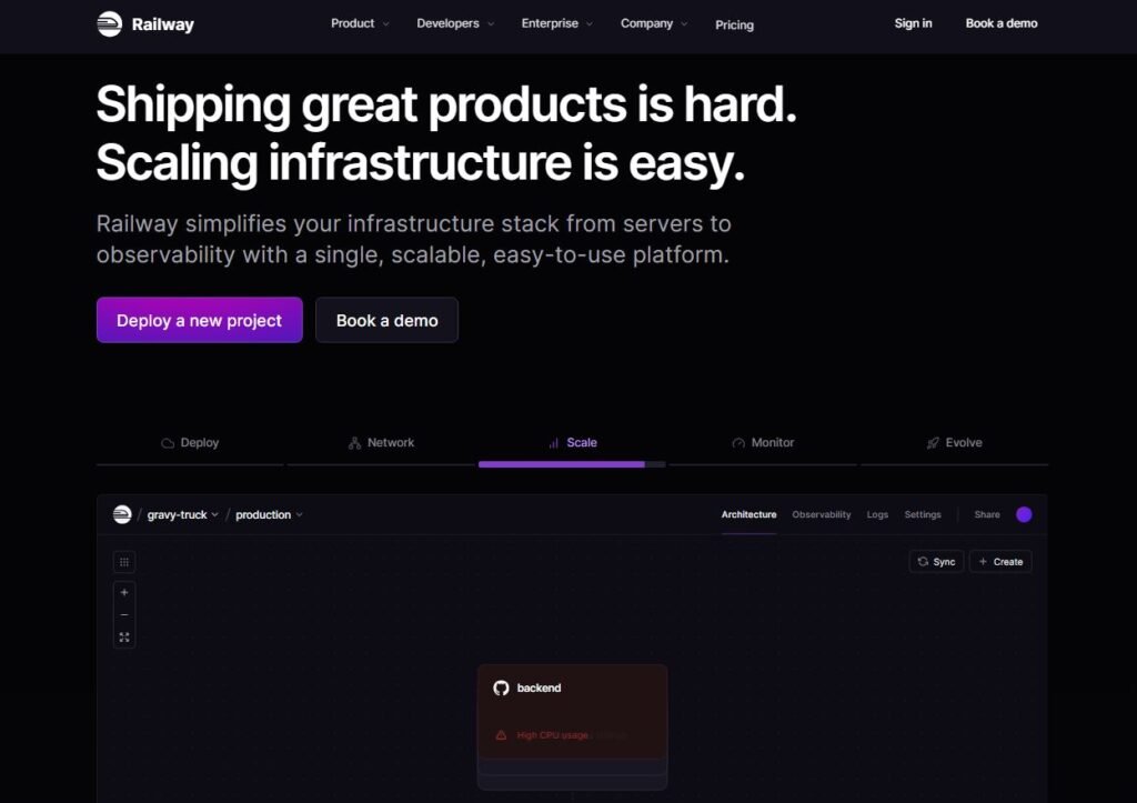 Railway AI helps backend developers deploy, monitor, and manage backend services with minimal configuration.