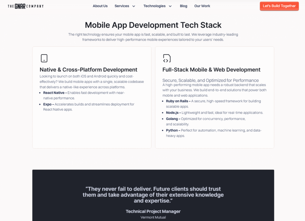 thegnar company provides Custom mobile app development services