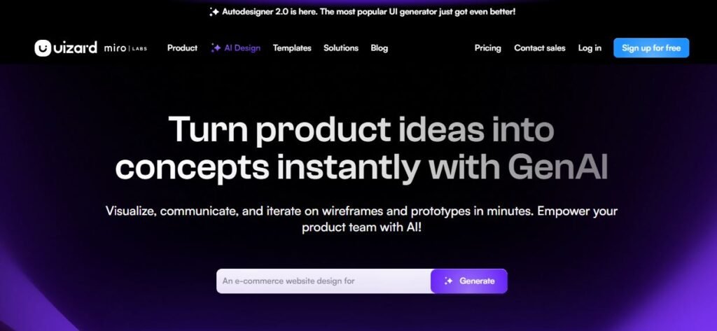 Uizard converts wireframes and product ideas into UI designs automatically. 